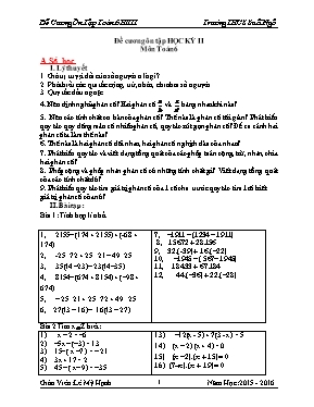 Đề cương ôn tập học kỳ II môn Toán 6
